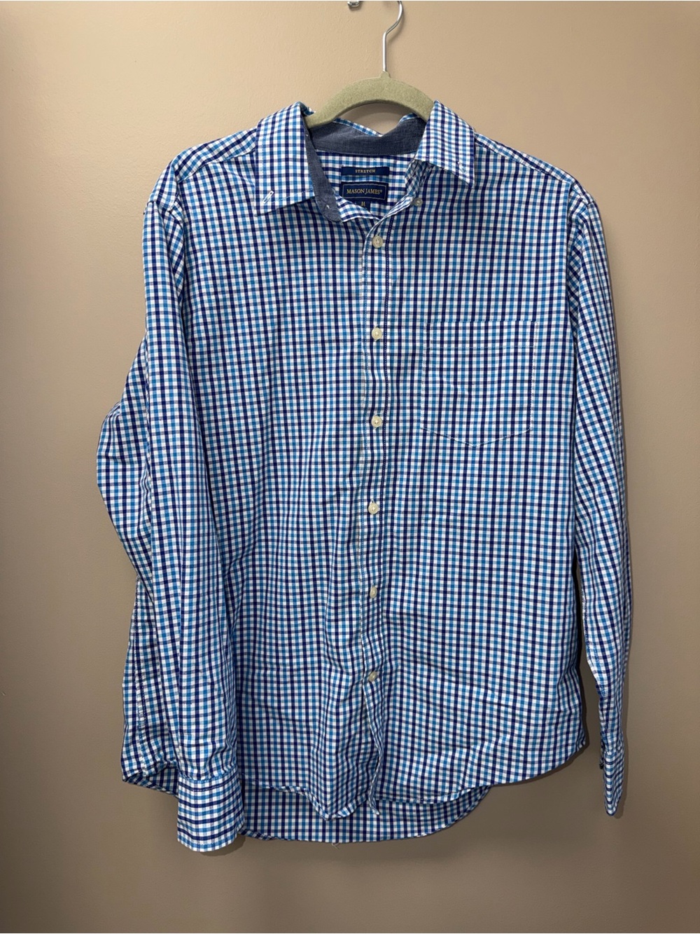 Mason James Blue Checked Men's Dress Shirt